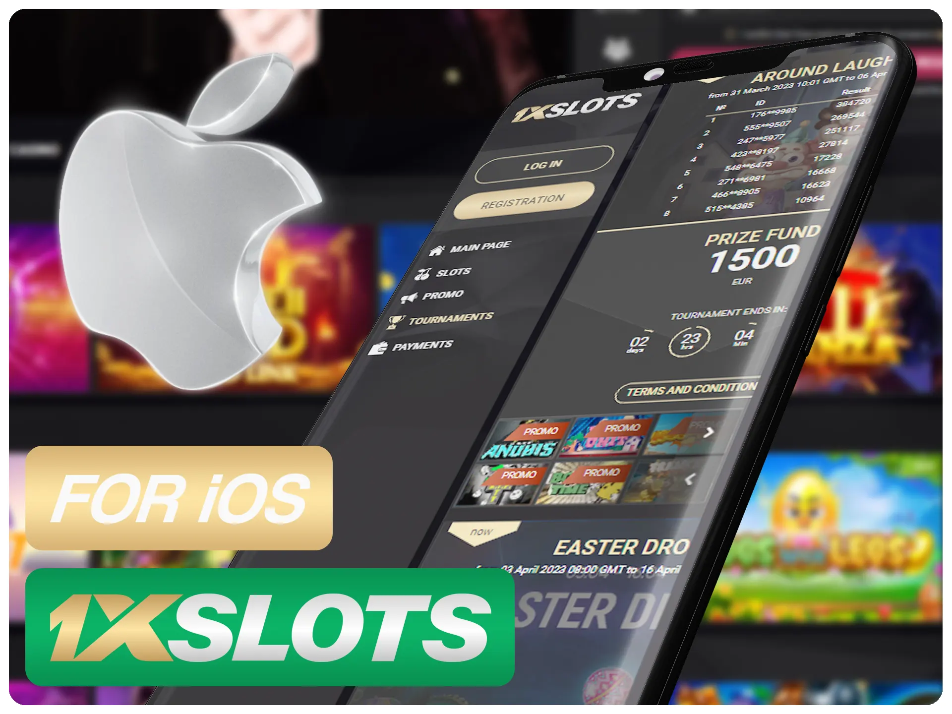 Instale o aplicativo 1xSlots em qualquer um de seus dispositivos iOS.
