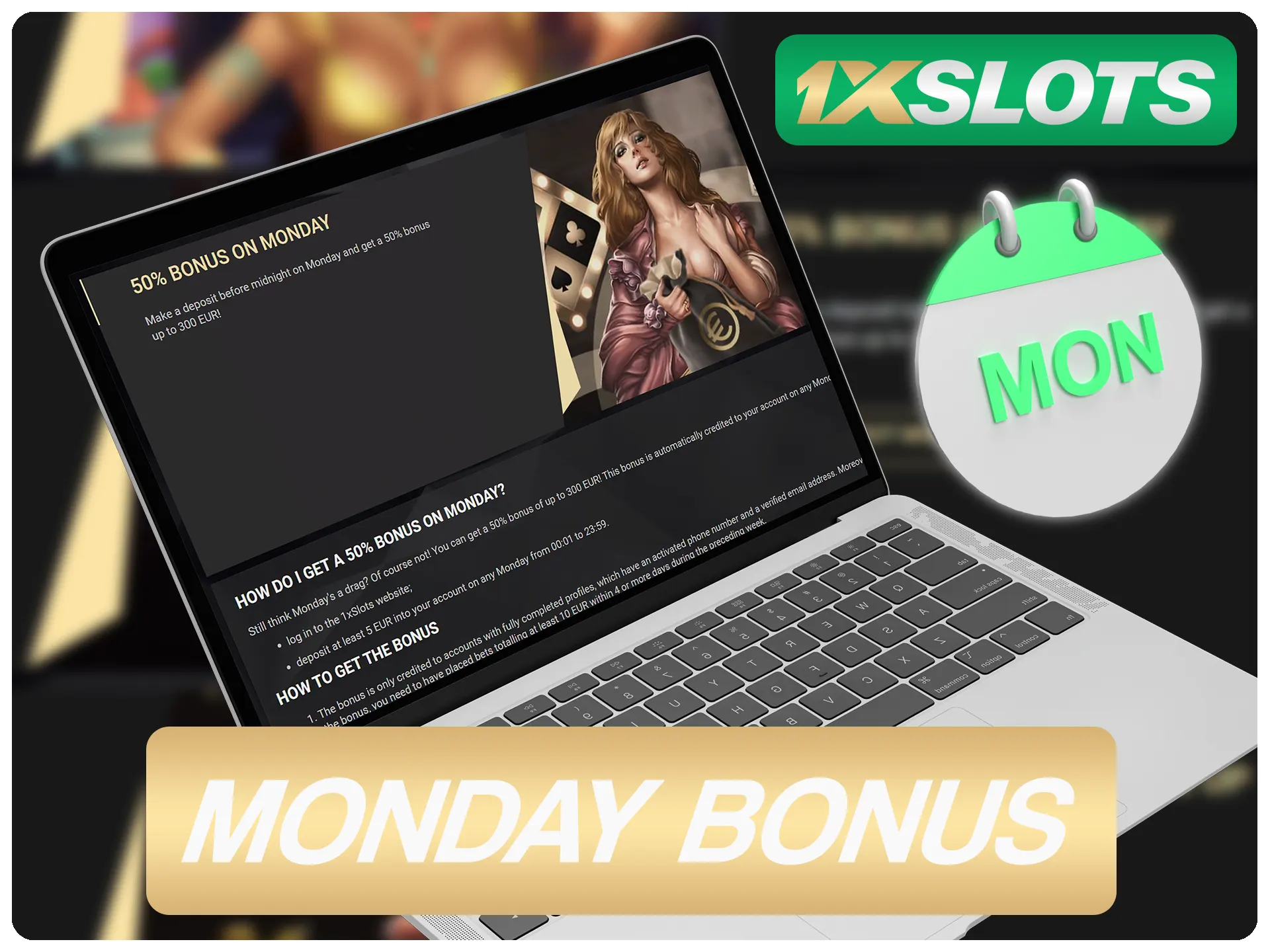 Receba seu bônus de segunda-feira toda semana no 1xSlots.